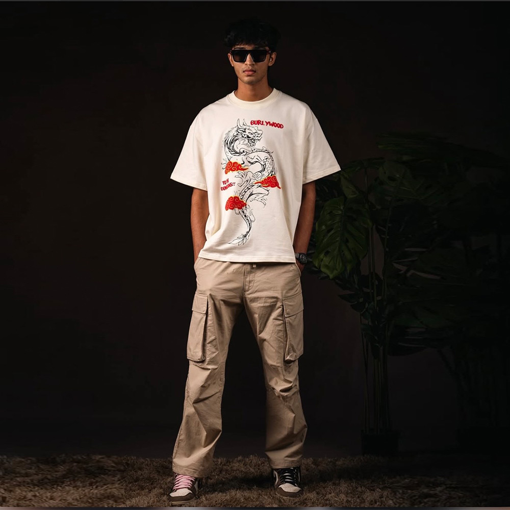 BW-IG-4 Men’s Dragon Graphic Oversized Tee - Image 3